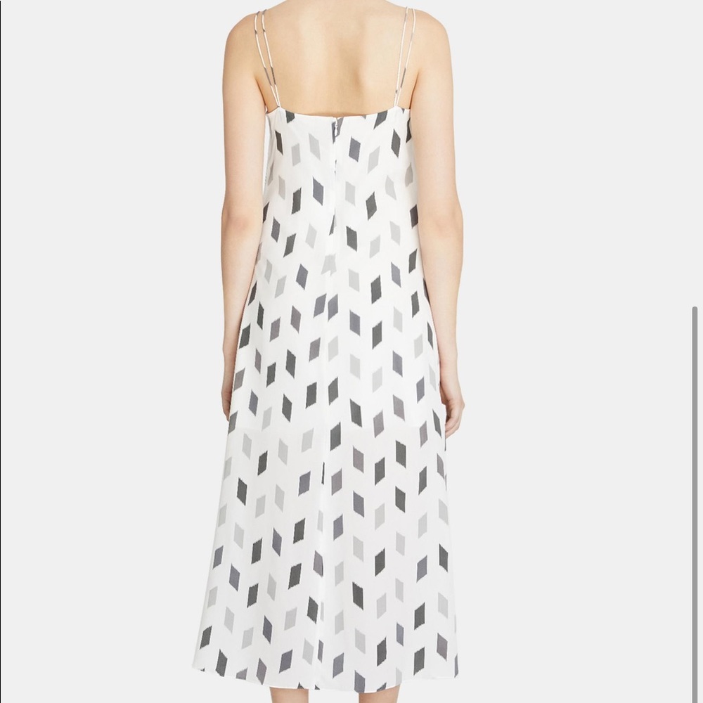 Theory double strap slip dress in brush print silk